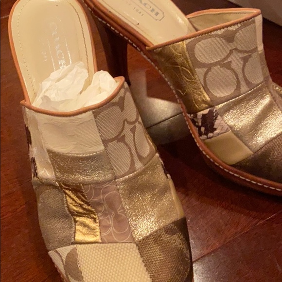 Rare Coach Eva Patchwork Heeled Mules - Picture 3 of 3